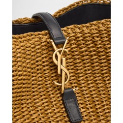 Saint Laurent Le 37 YSL Bucket Bag in Raffia and Leather