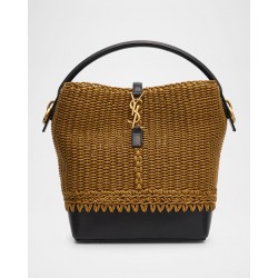 Saint Laurent Le 37 YSL Bucket Bag in Raffia and Leather