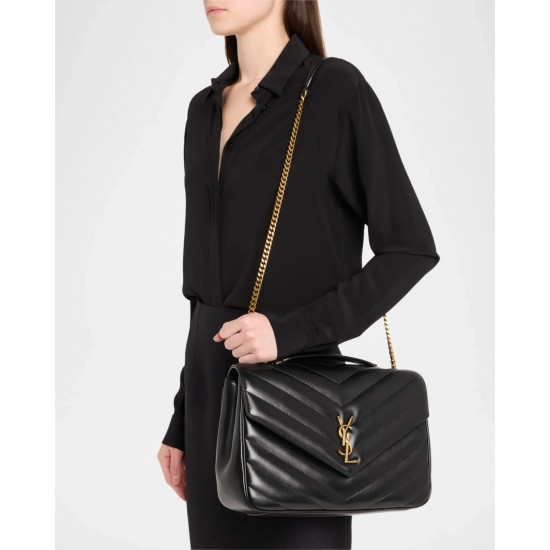 Saint Laurent Loulou Large YSL Chain Shoulder Bag in Quilted Leather