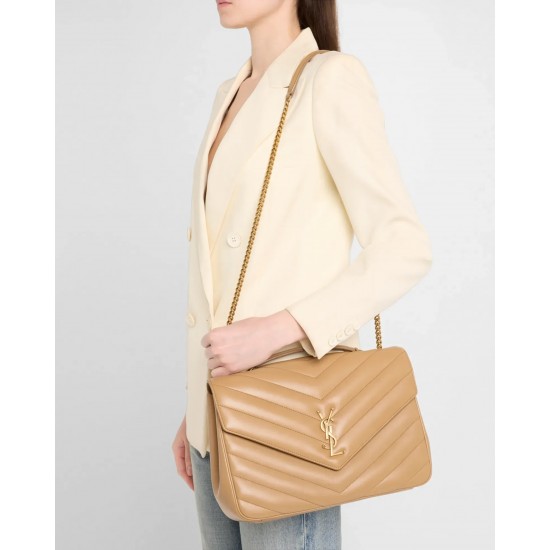 Saint Laurent Loulou Large YSL Chain Shoulder Bag in Quilted Leather
