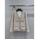 Chanel 26C Métiers d’Art Tweed Jacket | V-Neck Gold Thread Tweed Blazer
