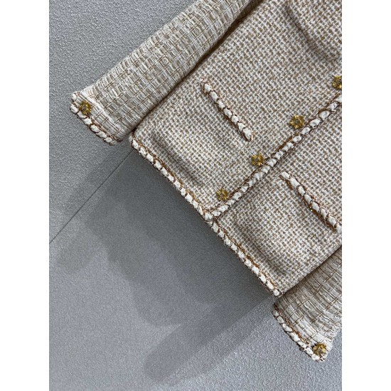 Chanel 26C Métiers d’Art Tweed Jacket | V-Neck Gold Thread Tweed Blazer