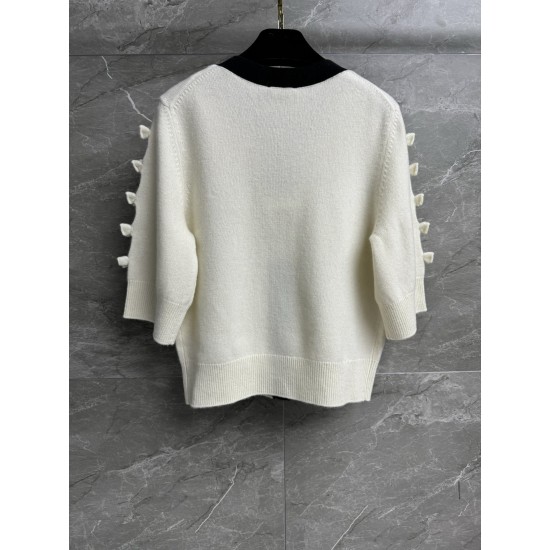 Chanel 26K Métiers d’Art Cashmere Knit Cardigan | Bow Sleeve Short-Sleeve Cardigan