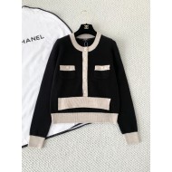 Chanel 26K Métiers d’Art Cashmere Black Knit Cardigan | Layered Look Bow Button Cardigan