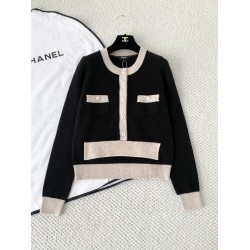 Chanel 26K Métiers d’Art Cashmere Black Knit Cardigan | Layered Look Bow Button Cardigan