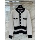 Chanel 26K Métiers d’Art Cashmere White Knit Cardigan | Layered Look Bow Button Cardigan