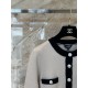 Chanel 26K Métiers d’Art Cashmere White Knit Cardigan | Layered Look Bow Button Cardigan