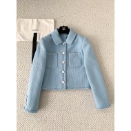 Chanel 25B Métiers d’Art Light Blue Wool Coat | Silk Lining Jacket