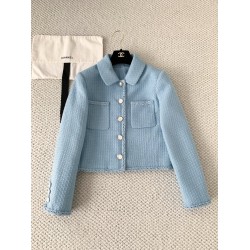 Chanel 25B Métiers d’Art Light Blue Wool Coat | Silk Lining Jacket