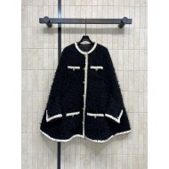 Chanel 25K Métiers d’Art Black Velvet Cape Jacket | Gold Trim Statement Coat
