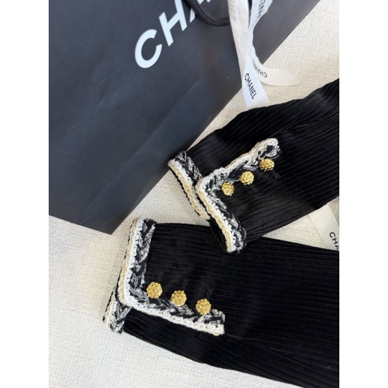 Chanel 25K Métiers d’Art Corduroy Jacket | Black Striped Jacket with Tweed Trim