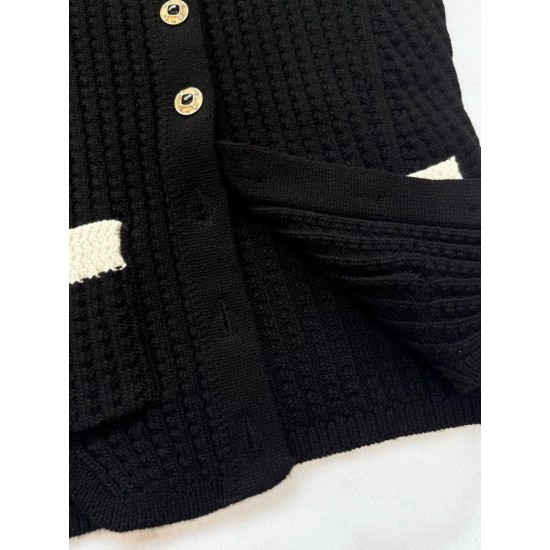 Chanel 25N Ski Collection Cashmere Blend Cardigan | Black Knit with Gold Buttons