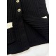Chanel 25N Ski Collection Cashmere Blend Cardigan | Black Knit with Gold Buttons