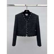 Chanel 25S Pearl Trim Tweed Jacket  Classic Tailored Short Jacket