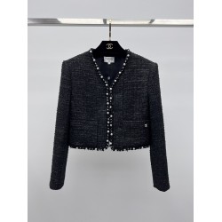 Chanel 25S Pearl Trim Tweed Jacket  Classic Tailored Short Jacket