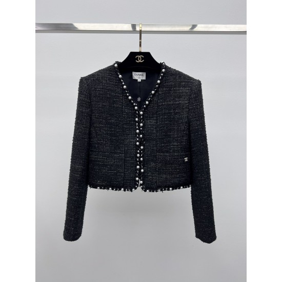 Chanel 25S Pearl Trim Tweed Jacket  Classic Tailored Short Jacket