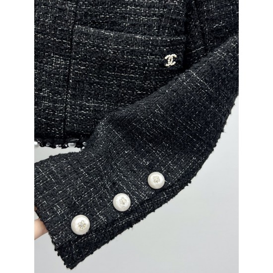Chanel 25S Pearl Trim Tweed Jacket  Classic Tailored Short Jacket