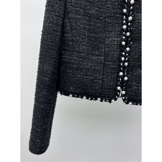 Chanel 25S Pearl Trim Tweed Jacket  Classic Tailored Short Jacket