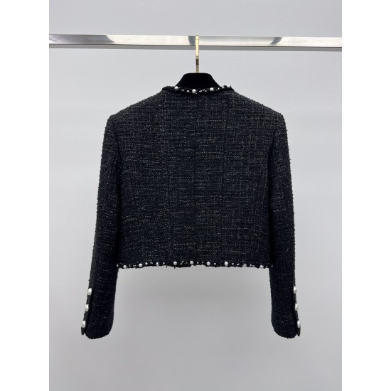Chanel 25S Pearl Trim Tweed Jacket  Classic Tailored Short Jacket