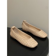 BV Charlotte Woven Ballet Flats - Retro Old Money Shoes- Beige