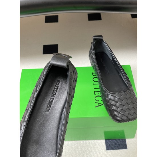 BV Charlotte Woven Ballet Flats - Retro Old Money Shoes- Black