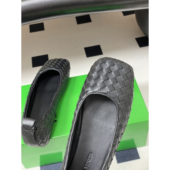 BV Charlotte Woven Ballet Flats - Retro Old Money Shoes- Black