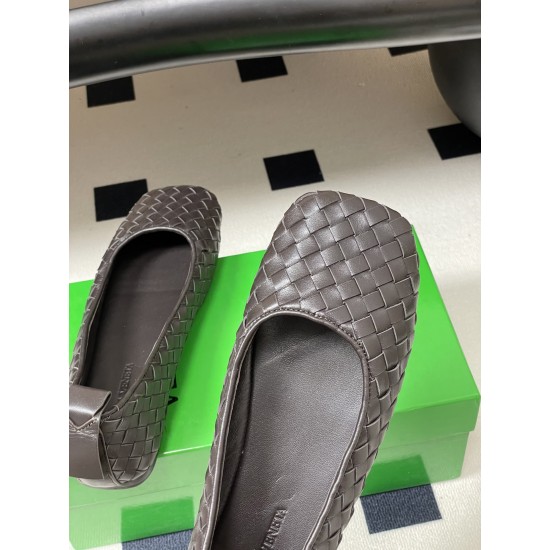 BV Charlotte Woven Ballet Flats - Retro Old Money Shoes- Brown