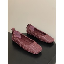 BV Charlotte Woven Ballet Flats - Retro Old Money Shoes- Burgundy