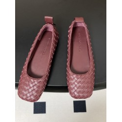 BV Charlotte Woven Ballet Flats - Retro Old Money Shoes- Burgundy
