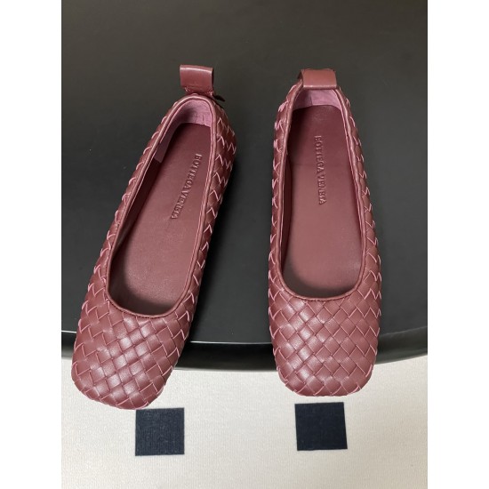 BV Charlotte Woven Ballet Flats - Retro Old Money Shoes- Burgundy