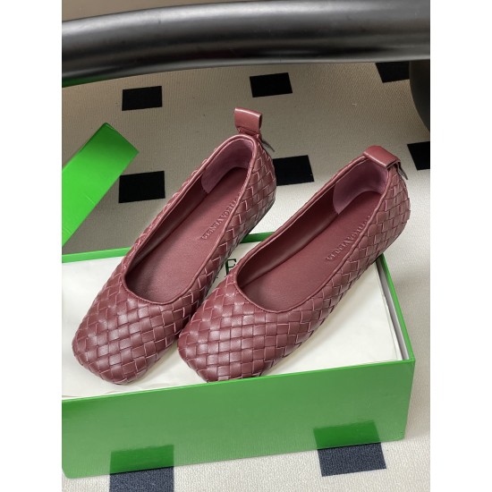 BV Charlotte Woven Ballet Flats - Retro Old Money Shoes- Burgundy