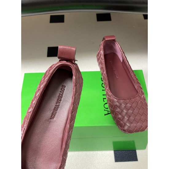 BV Charlotte Woven Ballet Flats - Retro Old Money Shoes- Burgundy