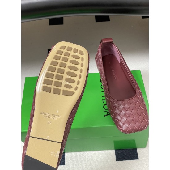 BV Charlotte Woven Ballet Flats - Retro Old Money Shoes- Burgundy