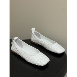 BV Charlotte Woven Ballet Flats - Retro Old Money Shoes- White