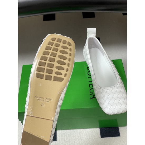 BV Charlotte Woven Ballet Flats - Retro Old Money Shoes- White