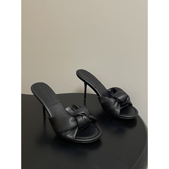 BV Cherry Knotted Leather Mules - Flat / 5cm / 9cm Heels - Black