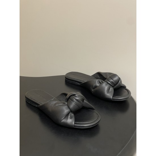 BV Cherry Knotted Leather Mules - Flat / 5cm / 9cm Heels - Black