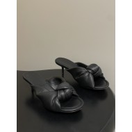 BV Cherry Knotted Leather Mules - Flat / 5cm / 9cm Heels - Black