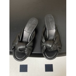 BV Cherry Knotted Leather Mules - Flat / 5cm / 9cm Heels - Black