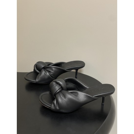 BV Cherry Knotted Leather Mules - Flat / 5cm / 9cm Heels - Black