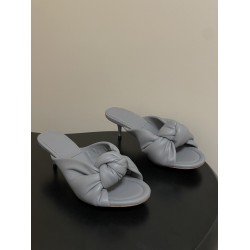 BV Cherry Knotted Leather Mules - Flat / 5cm / 9cm Heels - Grey
