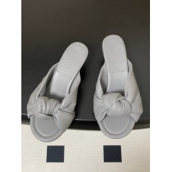 BV Cherry Knotted Leather Mules - Flat / 5cm / 9cm Heels - Grey