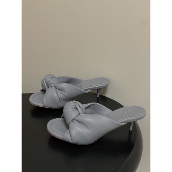 BV Cherry Knotted Leather Mules - Flat / 5cm / 9cm Heels - Grey