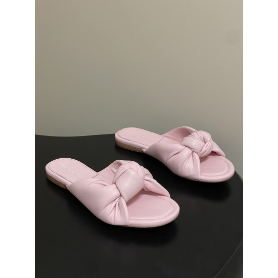 BV Cherry Knotted Leather Mules - Flat / 5cm / 9cm Heels - Pink