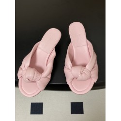 BV Cherry Knotted Leather Mules - Flat / 5cm / 9cm Heels - Pink