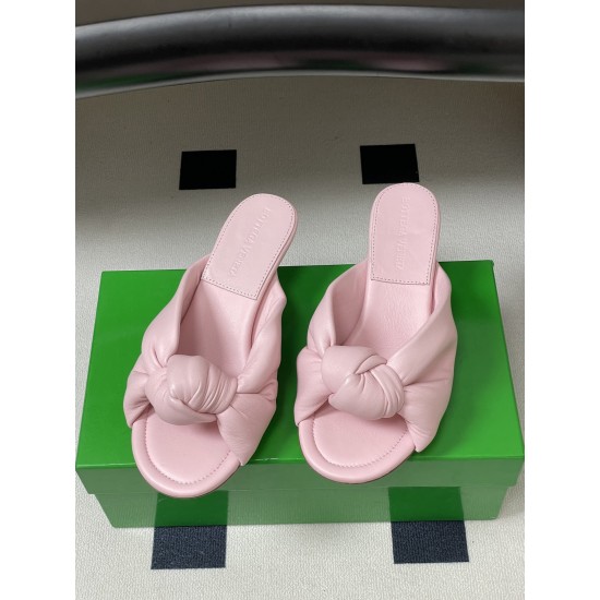 BV Cherry Knotted Leather Mules - Flat / 5cm / 9cm Heels - Pink