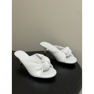 BV Cherry Knotted Leather Mules - Flat / 5cm / 9cm Heels - White
