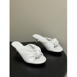 BV Cherry Knotted Leather Mules - Flat / 5cm / 9cm Heels - White