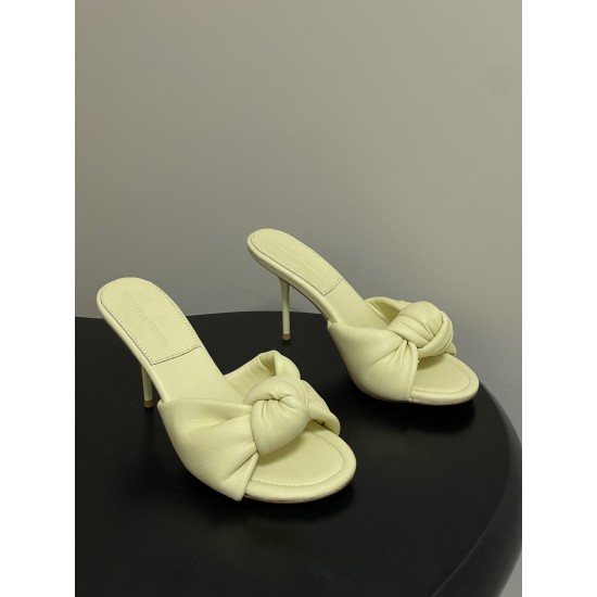 BV Cherry Knotted Leather Mules - Flat / 5cm / 9cm Heels - Yellow