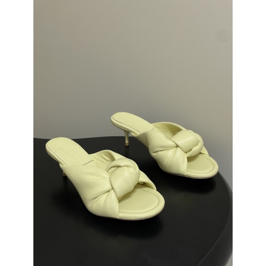 BV Cherry Knotted Leather Mules - Flat / 5cm / 9cm Heels - Yellow